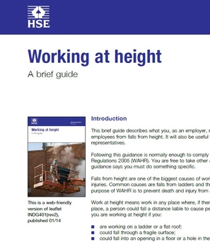 INDG401 Work At Height, A brief guide 