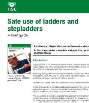INDG455 Safe use of ladders and stepladders A brief guide