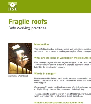 GEIS5  Fragile roofs. Safe working practices. 