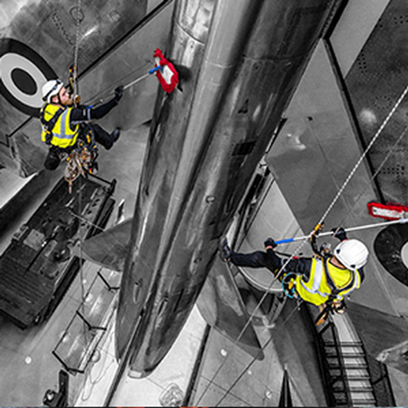Rope access cleaning